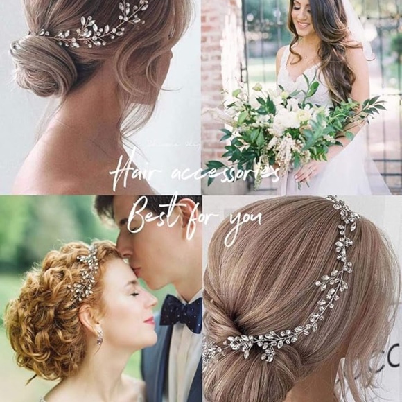 Bride Wedding Rhinestone Hair Vine Bridal Silver Hair Piece Crystal Headband - Picture 5 of 5